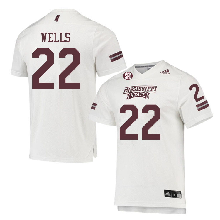 Men #22 Omni Wells Mississippi State Bulldogs College Football Jerseys Sale-White